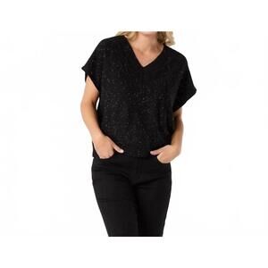 NEW COCO + CARMEN v neck cap sleeve sweater in black